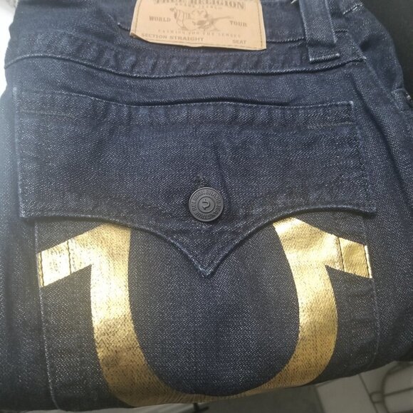 MEN'S True Religion Jeans Size 34 with Golden Smile - Picture 11 of 11